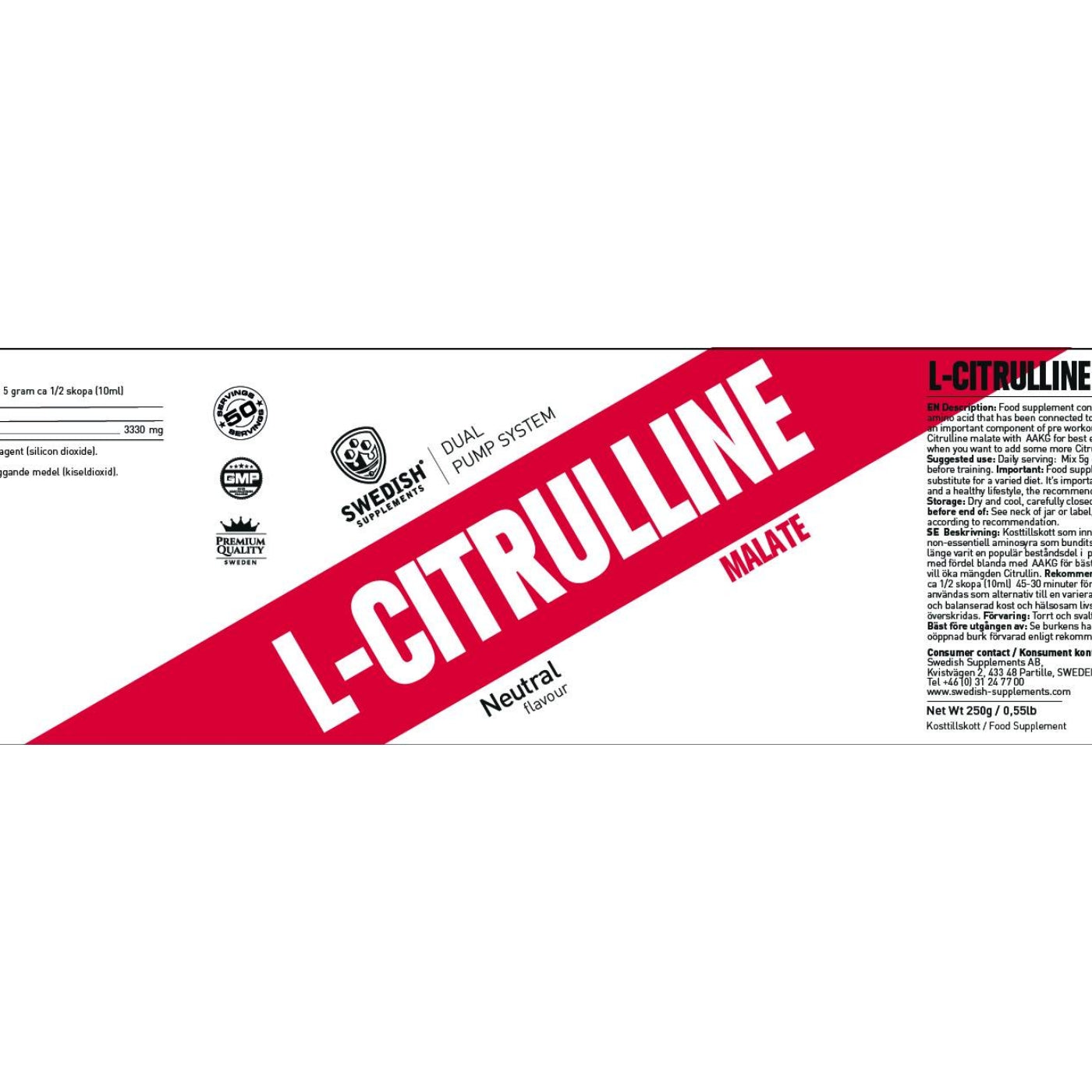 SWEDISH Supplements Citrulline Malate , 50 дози