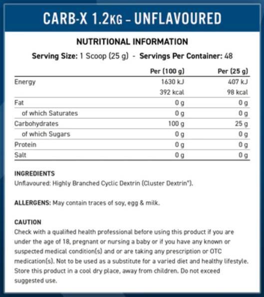 Applied Nutrition Carb-X | 100% Cyclic Dextrin Carbohydrates , 48 дози